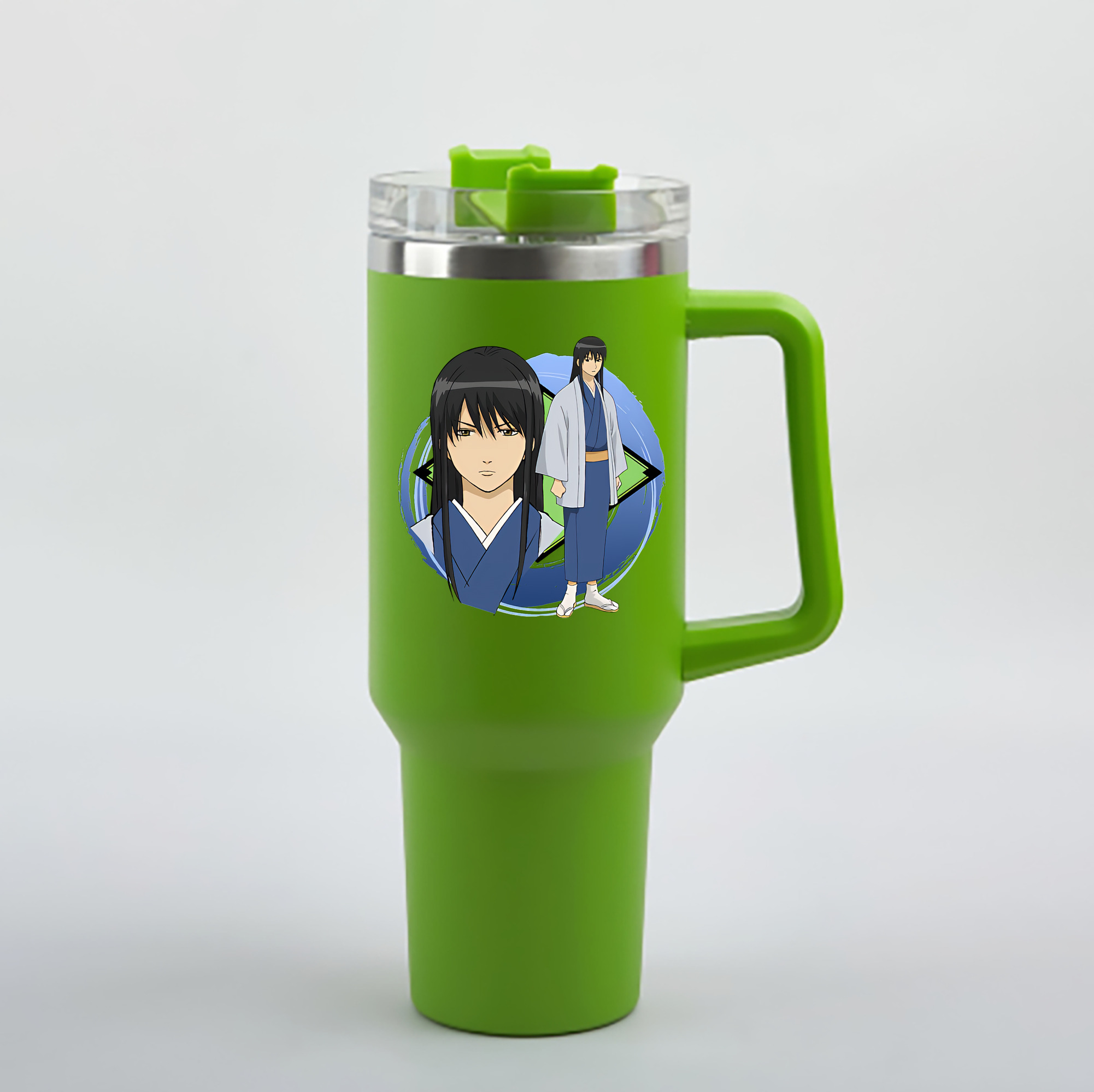 （画像用） ぎんたま 坂田銀時（さかたぎんとき） 神楽 志村新八（しむら しんぱち） GINTAMA Sakata Gintoki Kagura Shimura Shinpachi 1200mL車用タンブラー - クリスタルステッカー（プラスチックストロー付き）